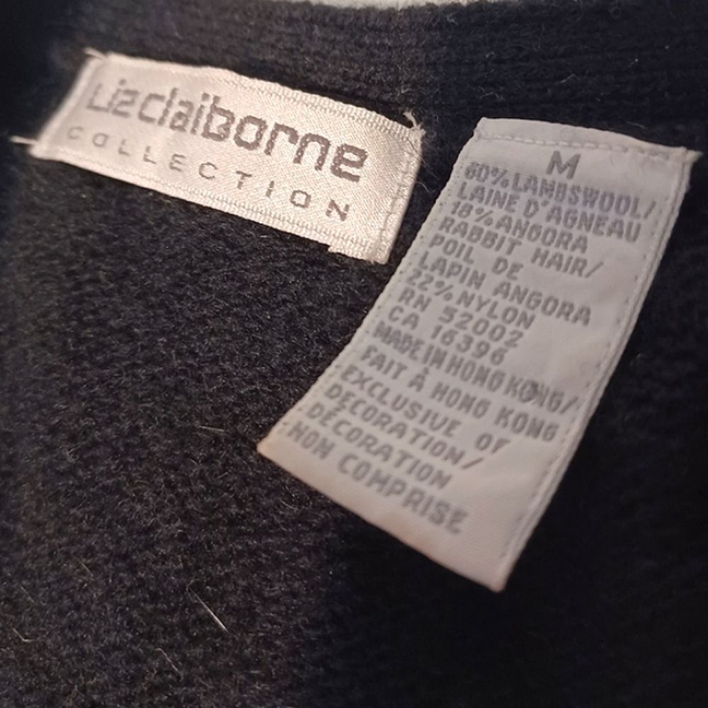 Liz Claiborne Black Cardigan with Beaded Trim Medium - Picture 4 of 9